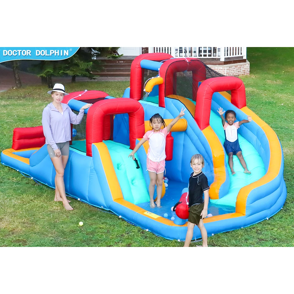

Доктор Дельфин на заднем дворе, домашние детские игрушки, надувная водная горка, прыгающий домик, подпрыгивающий бывший замок для прыжков