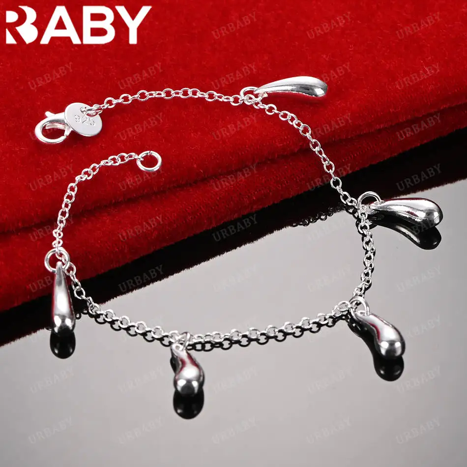 

URBABY 925 Sterling Silver Design Eggplant Bracelets For Women Men Charm Trend Birthday Gifts Fashion Party Fine Jewelry