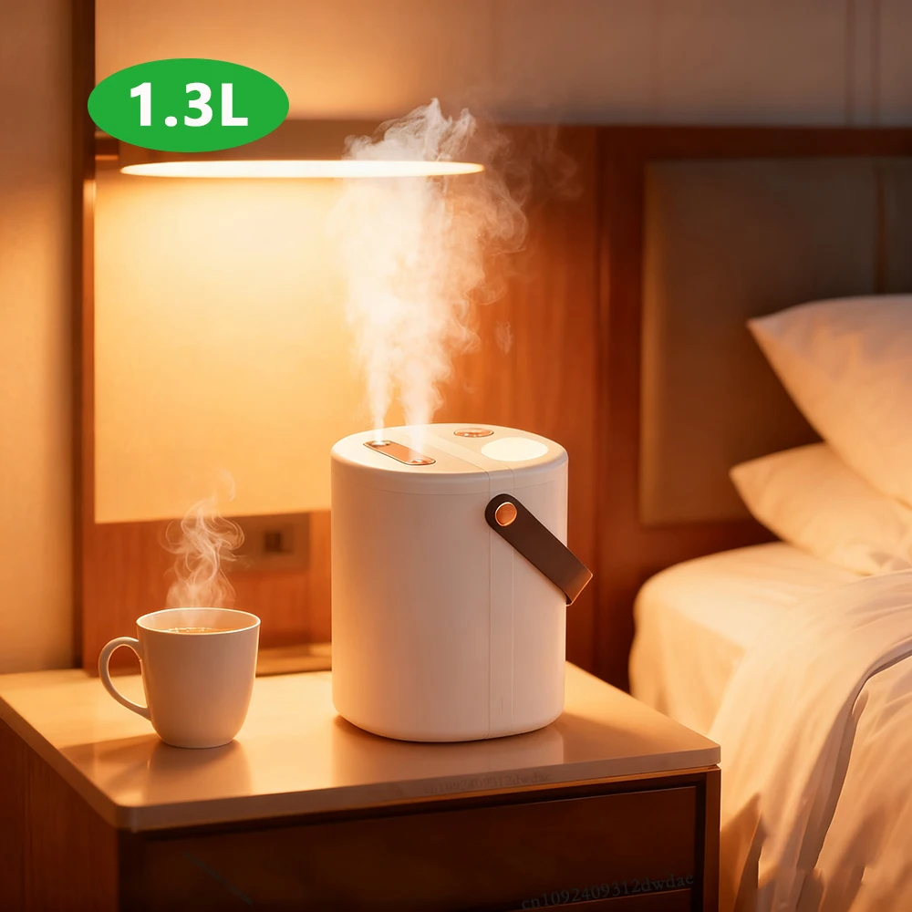 

1.3L Air Humidifier Large Capacity Home Humidifier With Double Nozzle LED Night Light Desktop Mist Maker Bedroom Humidifier