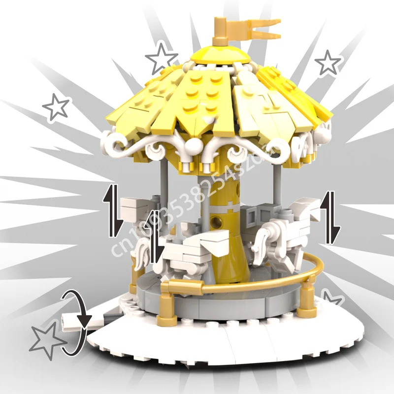 

312 шт. MOC, функциональная мини-карусель, строительные блоки, образовательная STEAM, обучающая рождественская игрушка, подарочный коллектор, день рождения