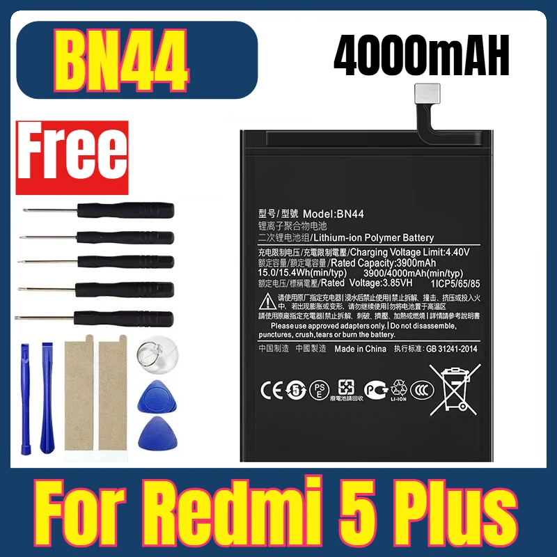 

BN44 4000mAh Mobile Phone Batteries for Redmi 5 Plus+Tools