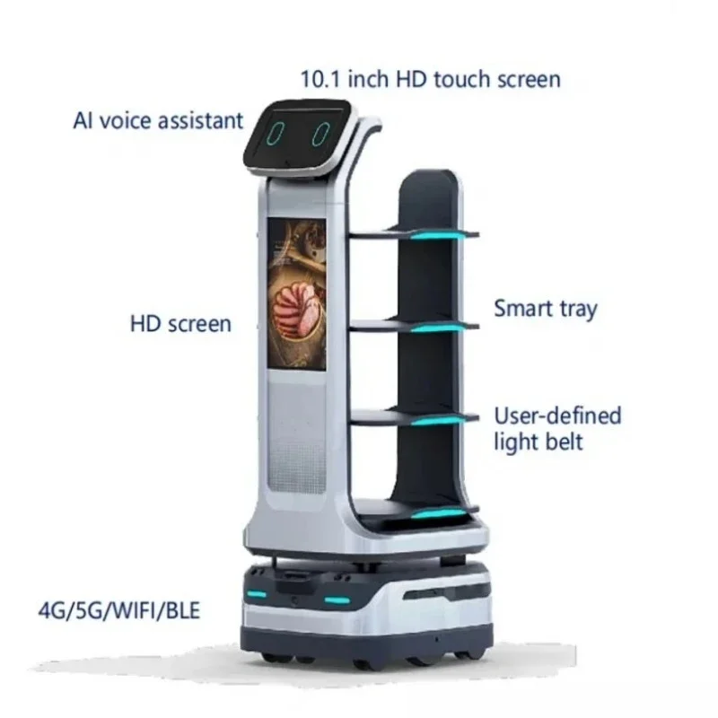 2024 New Arrival Autonomous Food Delivery Serving Robots Restaurants Robot Waiter Automatic Charging Service Robot