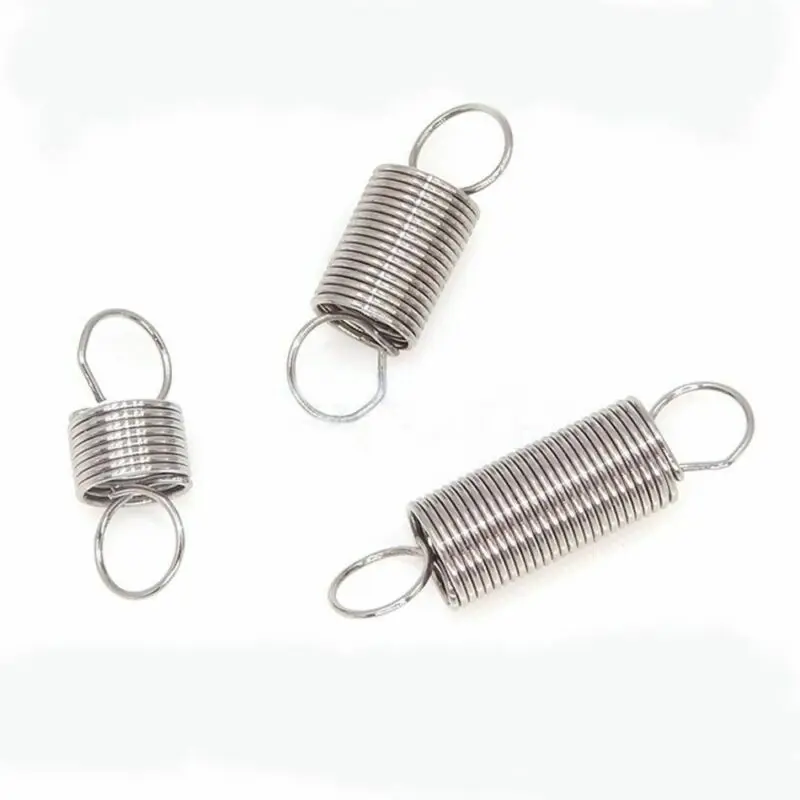 10pcs O Ring Hook Coil Cylindroid Helical Extension Pullback Tension Spring 304 Stainless Steel Wire Diameter 0.3mm/0.5mm/0.6mm