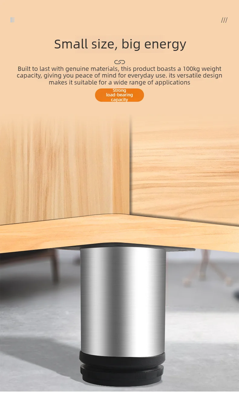 4er-Pack verstellbare Möbelbeine aus Edelstahl, 5–40 cm, für Schrank, Tisch, Sofa – Detail 5