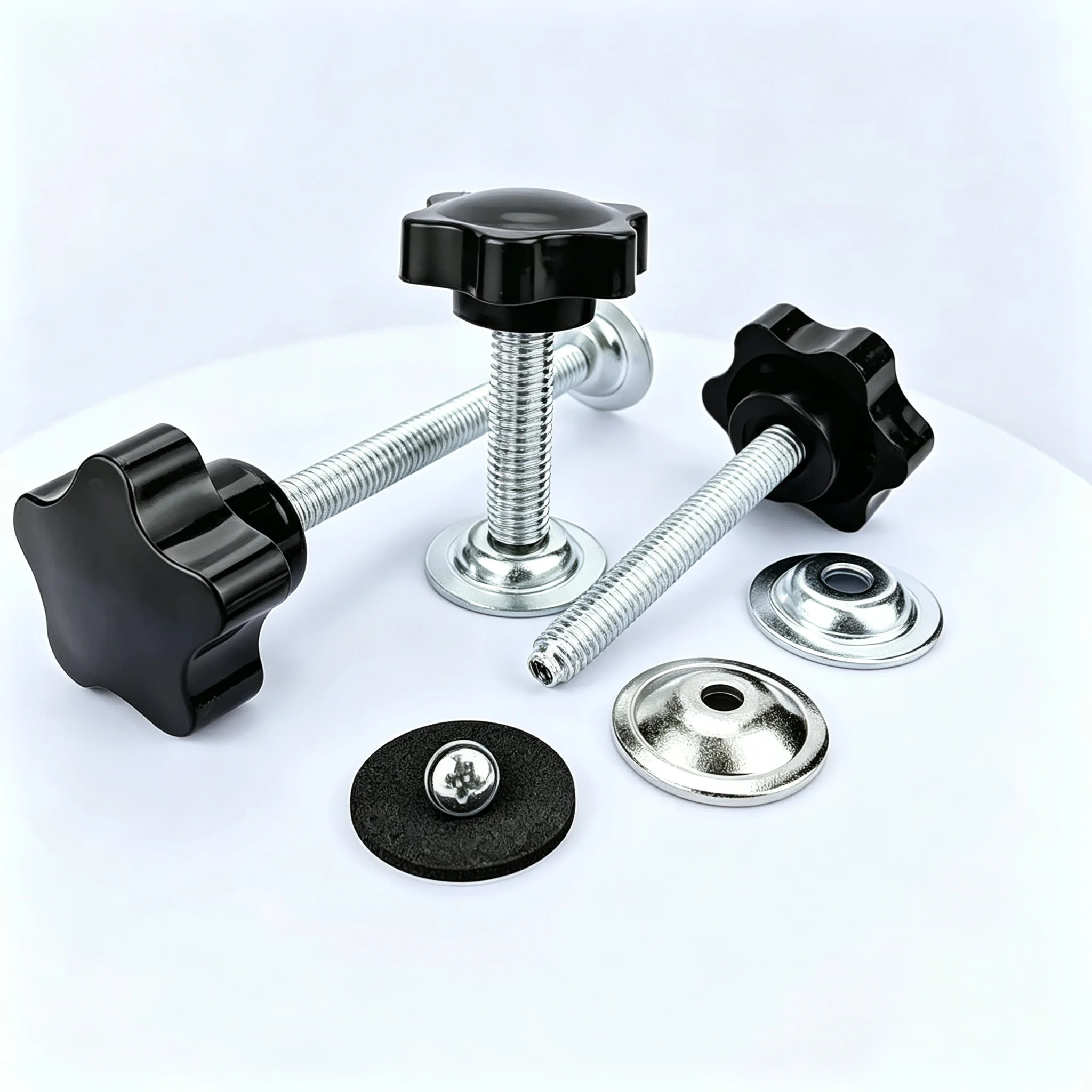 M8 M10 Plum Blossom Head Handle Screw with Pressure Plate Adjustable Hand Tighten Clamping Knob Thumb Screw