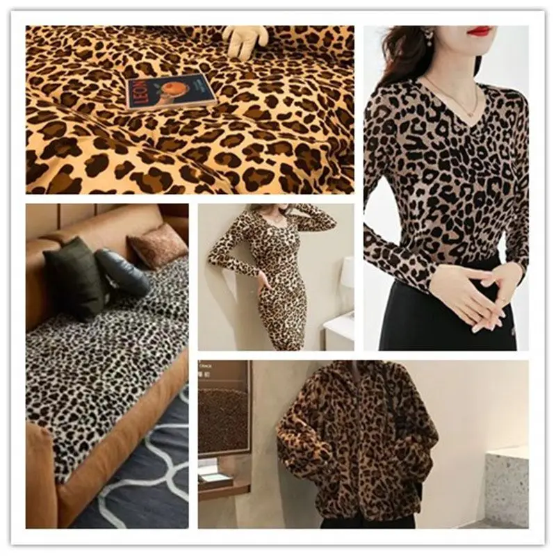Fleece animal print polka dot leopard print soft stretchy skirt jacket cheongsam stage costume fabric