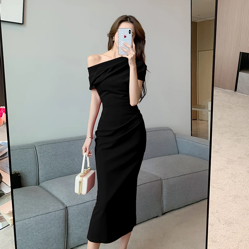 Summer Fashion Elegant Off Shoulder Evening Party Dresses Sexy Vintage Casual Prom Birthday Vestidos Female Chic Clothes Robe