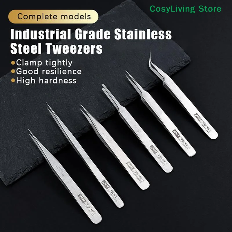 

[CL]6PCS Bent Straight Tweezers Stainless Steel Tweezers For Fine Work In Crafts[CL]