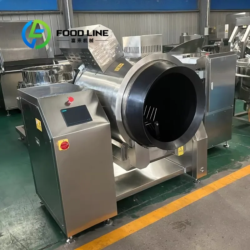Canteen Restaurant Full Automatic Cooking Machine Intelligent Induction Heated Cooking Wok Drum Stir Frying Machine