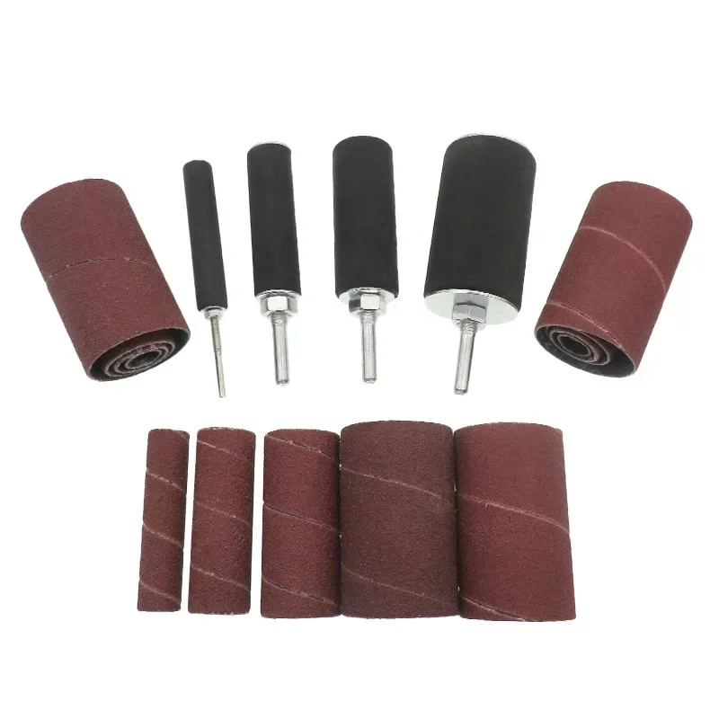 Sanding Drum with Case Spindle Sander Drum Kit Rubber Mandrels Sandpaper for Engraving Woodworking Drill Polishing Rotary