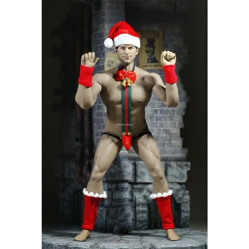 

Collection 1/6 Scale Male Solider Christmas Clothes with Hat Jumpsuit Red Socks Set for 12in Phicen JIAOUL Doll Toys Gift