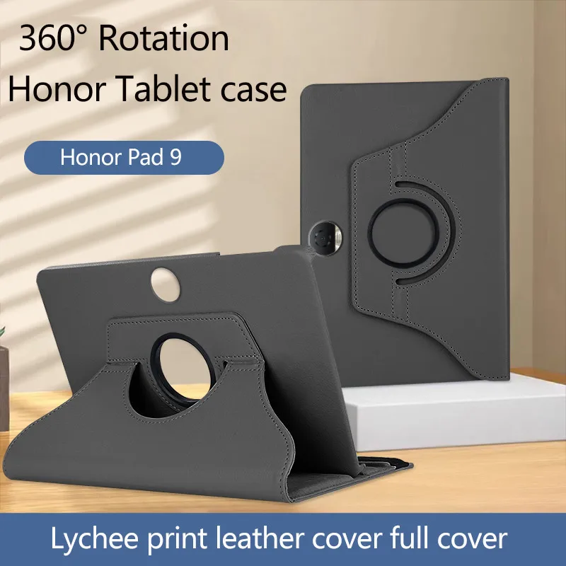 Rotating Lychee Pattern Leather Case For Honor Pad 9 12.1 inch HEY2-W09 2023 Pad8 X9 X8 Pro 11.5 X8 Lite V8 V7 Pro Cover