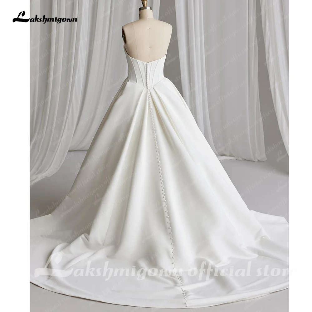 Lakshmigown Off The Shoulder Crepe Satin A-Line Bridal Gowns For Formal Party Floor Length Wedding Dress Vestidos Customized image 2