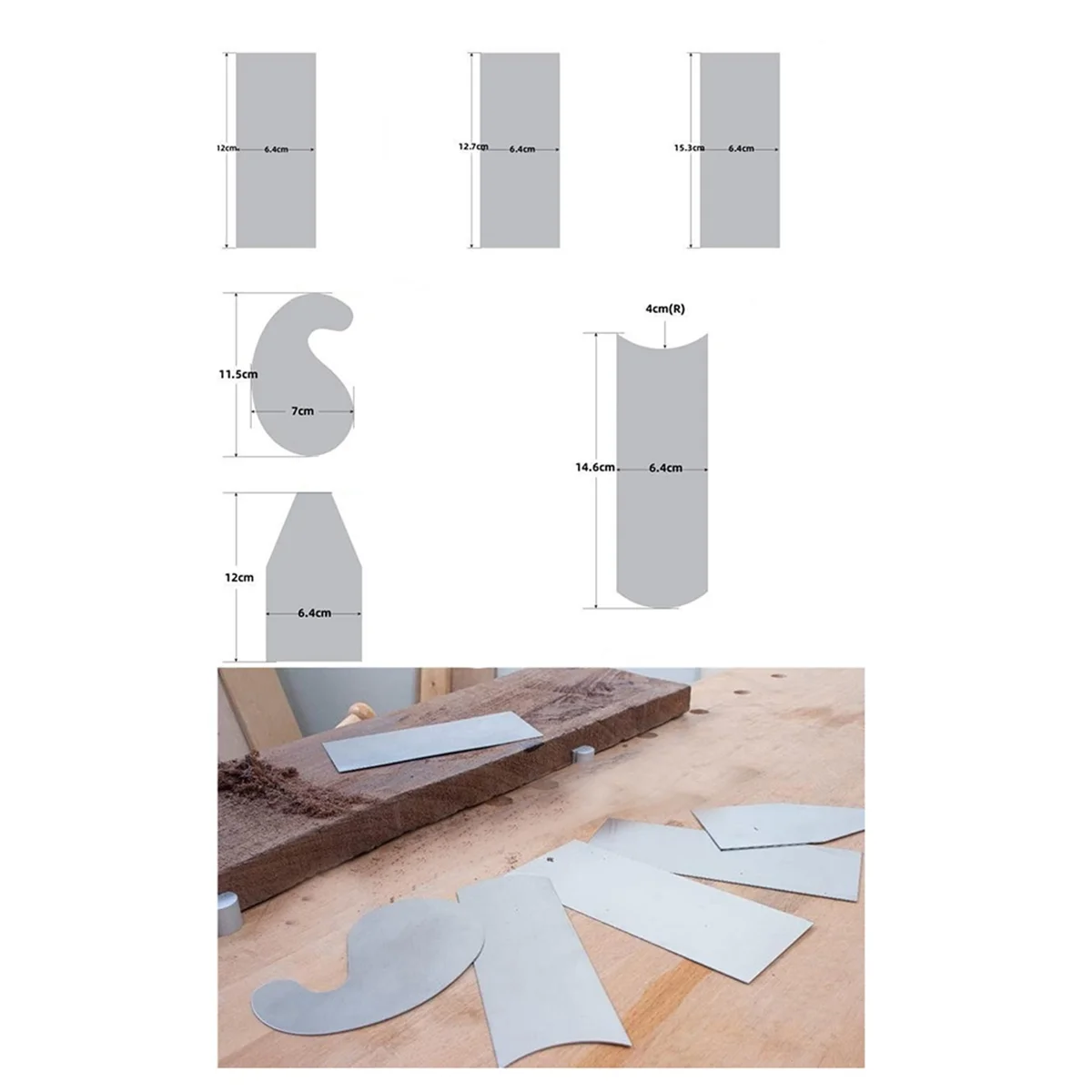 card scraper 6 Piece Multi-Shaped Card Scraper Woodworking Set 3 Rectangle 1 Beveled 1 Curved and 1 Gooseneck Wood Scraper