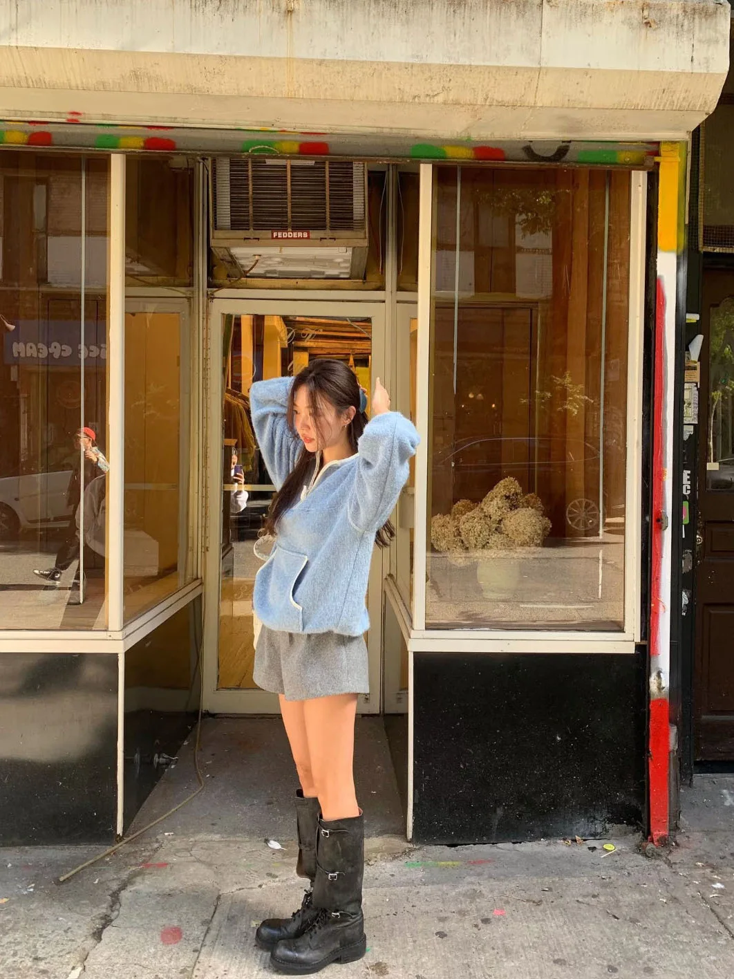 Sudadera con capucha suave Plu para mujer, ajuste holgado con cremallera, informal, cómoda, larga, con cuello levantado, Color Blo, decorativa, Street Sle