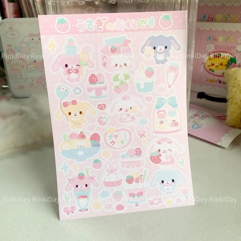 Sugarbunnies Cake Rabbit Picking Strawberries Handbook Book Stickers Anime Photo Card Decoration for Kid Baby Birthday Gifts