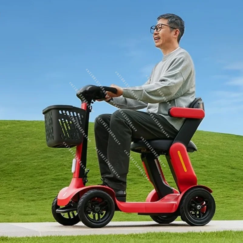 Smart Lightweight Electric Scooter 4 Wheel for Elderly City Family Foldable Portable Mobility Scooter Turn Slow Down 250W 36V