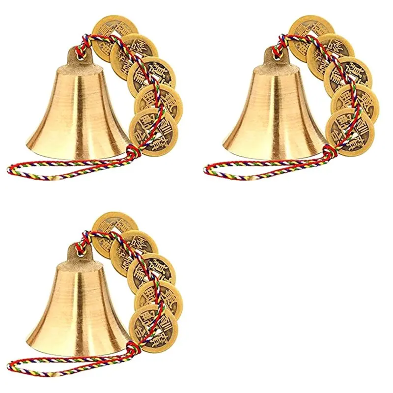 ABRE-3X Chinese Feng Shui Bell For Wealth And Safe, Peace And Success,Feng Shui Elements, Door Chime Or Decor