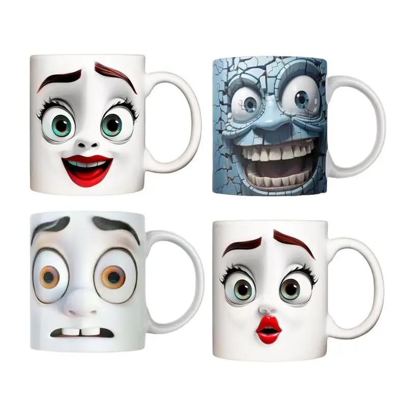 Friends Coffee Mugs Smiling Expression Face Cartoon Milk Tea Mugs Creative Game Inspired Woman Face Mug Funny Coffee Mug