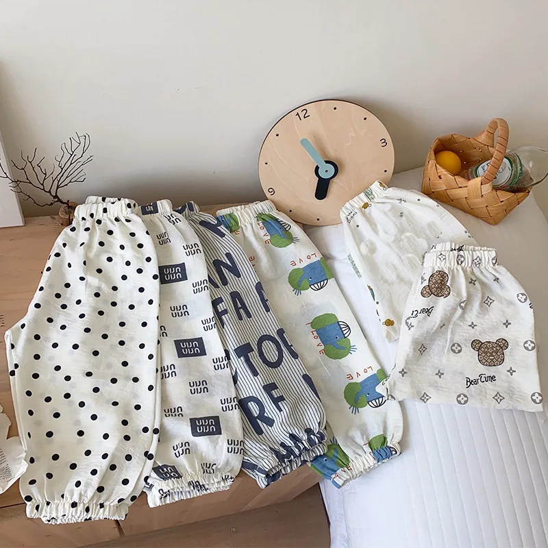 New Summer Baby Boys Girls Printed Mosquito Proof Pants Ice Silk Cotton Thin Breathable Air Conditioning Leggings