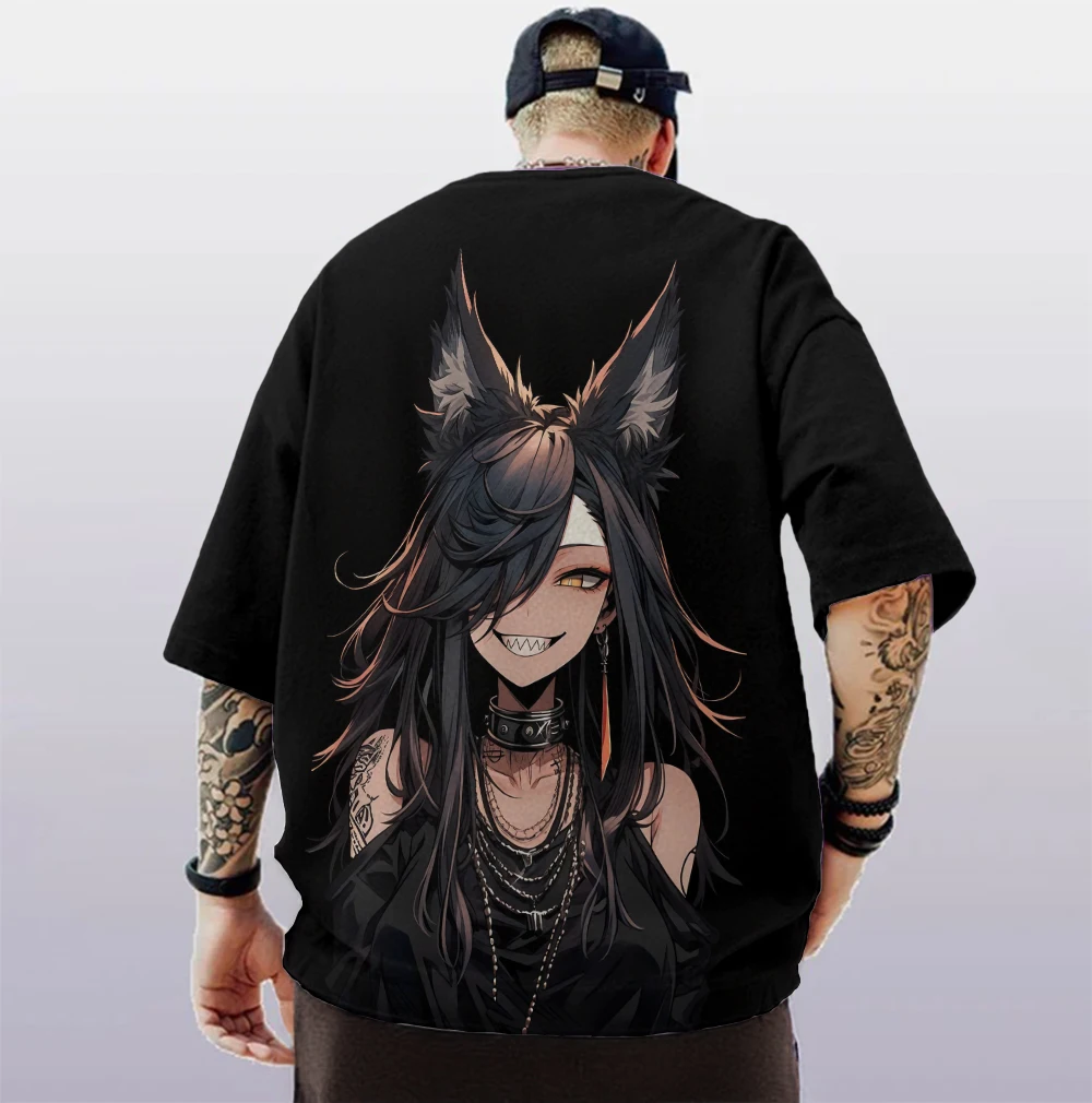 ثلاثية الأبعاد القط فتاة طباعة تي شيرت رجالي الشارع متعة رجل الملابس فضفاضة المتضخم قصيرة الأكمام تيز للرجال الصيف سريعة الجافة البلوز 2024 #4