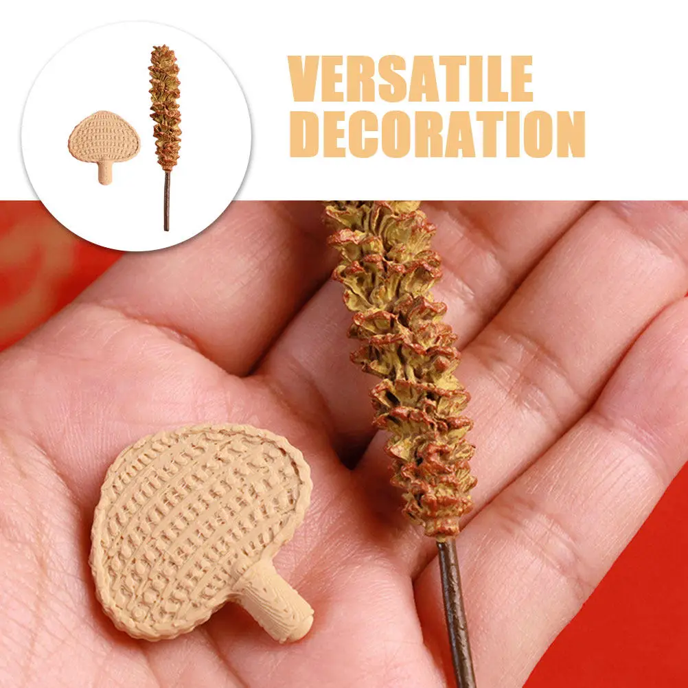 2Pcs Miniature 1:12 Scale Dollhouse Duster and Palm Leaf Fan Set Realistic Tiny Cleaning Tools for Miniature House Decor