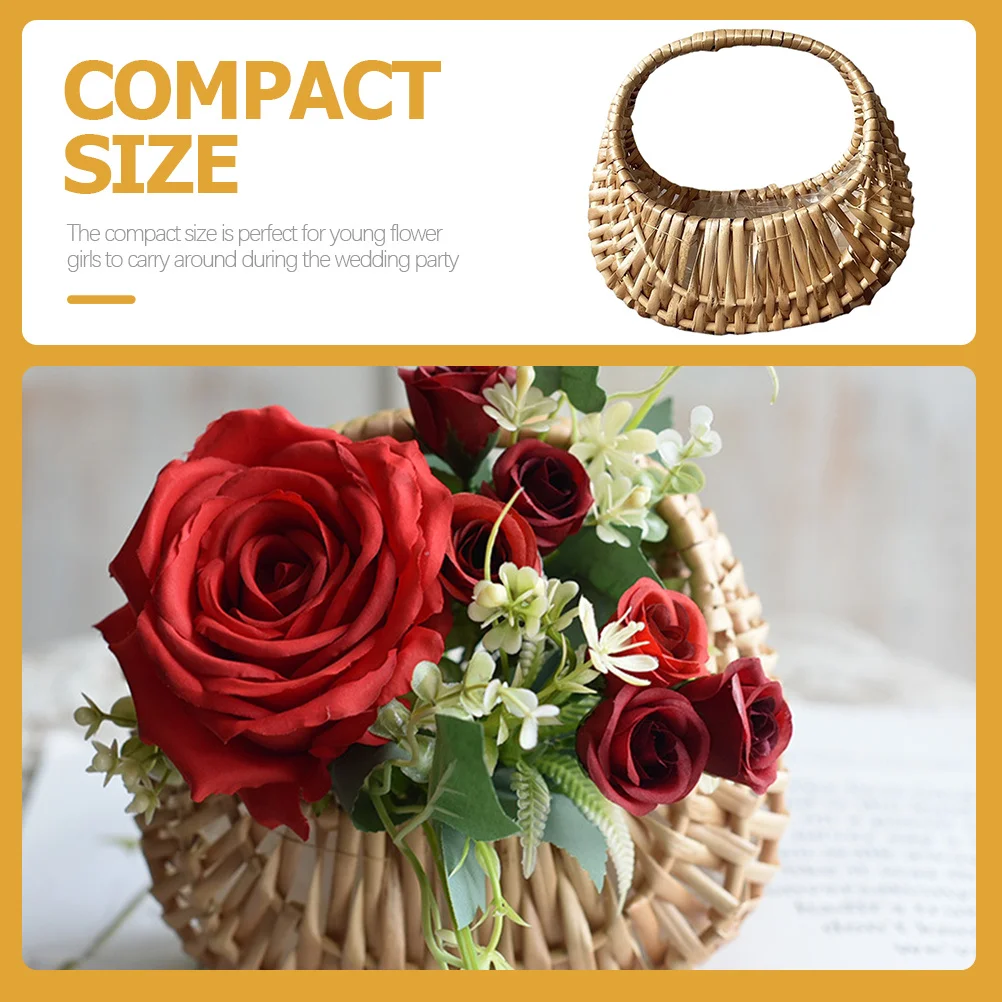 

Handmade Rattan Half-Moon Woven Flower Storage Organizer Decorative For Wedding Gift Dried Flower Arrangement Portable Woven