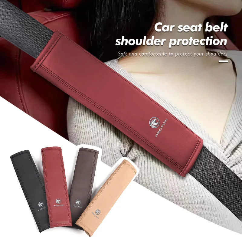 Cojín universal para cinturón de seguridad de coche, funda de cuero, almohadilla de alivio para Proton Exora Preve Saga Waja X50 X70 SUPRIMA S SAVVY
