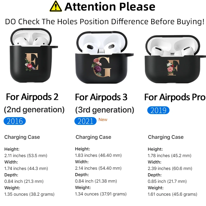 Cute Floral Gold Letter Airpods 3 2 Case For Airpod Pro Case Matte Silicon Bluetooth Earphone Cover For Apple Air Pods Pro Funda