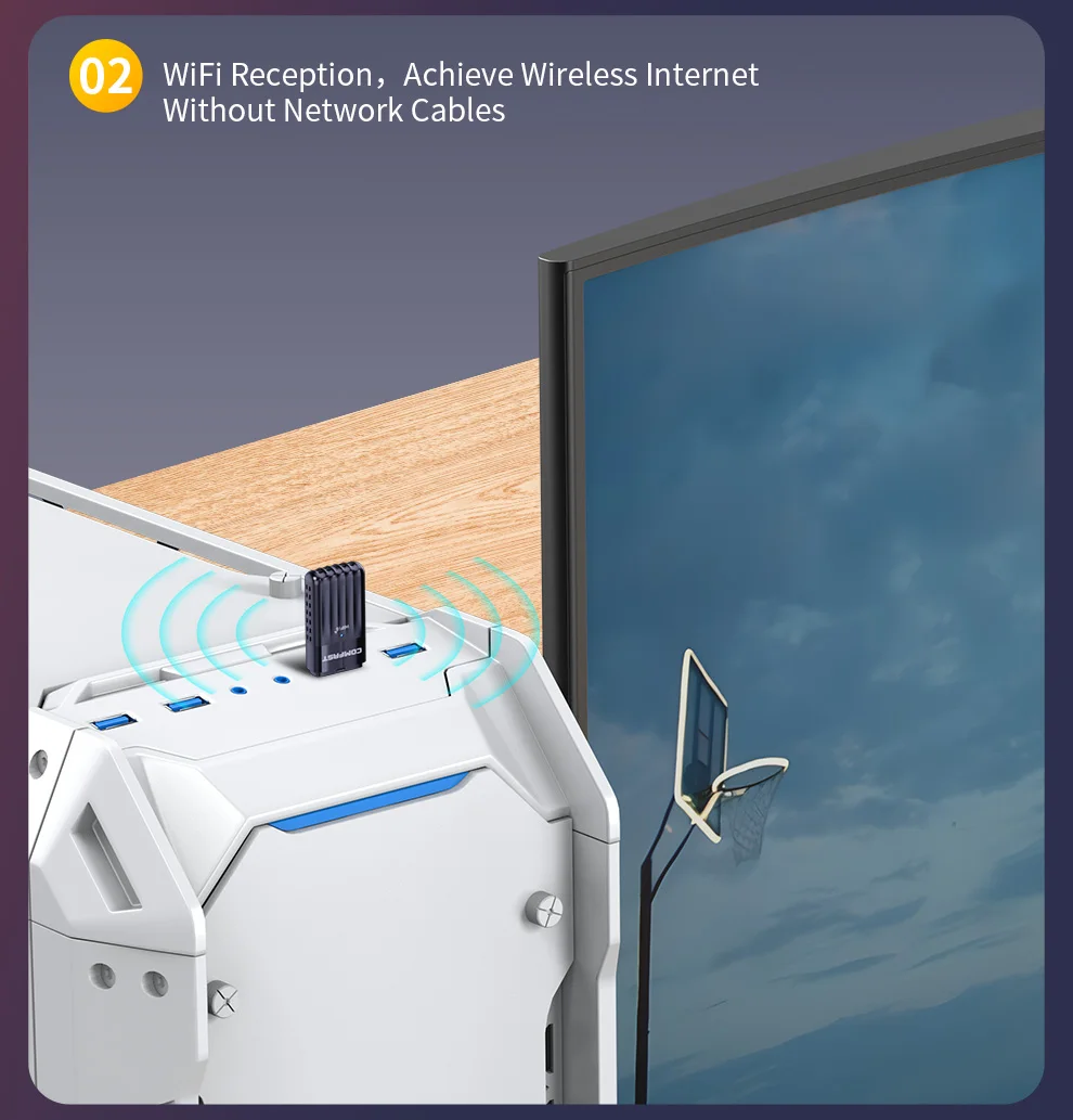 Adattatore USB WiFi6 AX900 Bluetooth5.3 scheda di rete Wireless Dual-band Antenna Wifi Dongle unità gratuita per PC Win10/11 CF-943AX