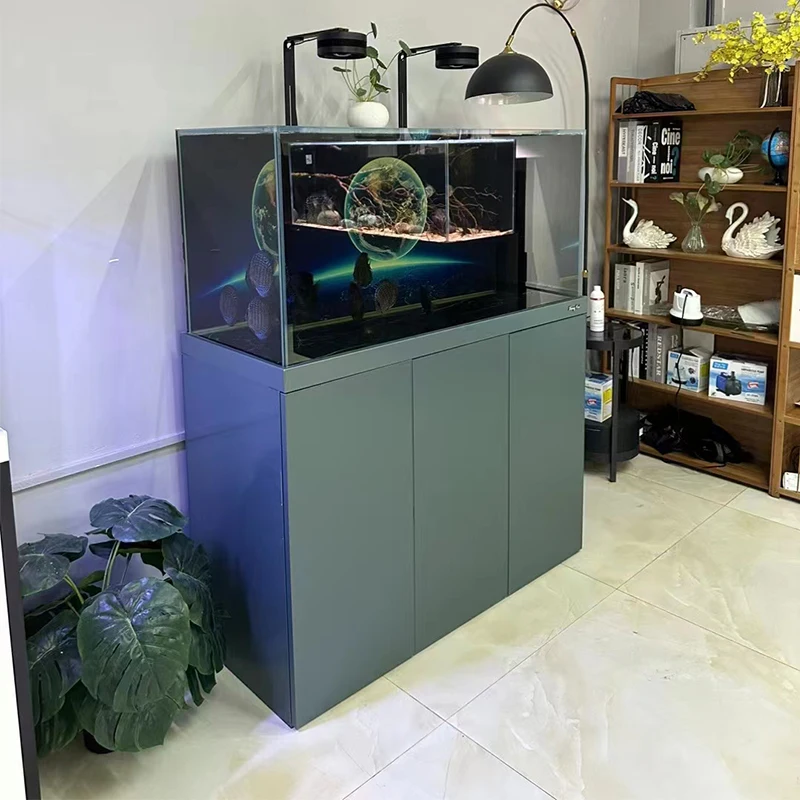 48-Inch ultra-white glass aquarium aluminum alloy cabinet with filtration system fresh water aquarium fish tank