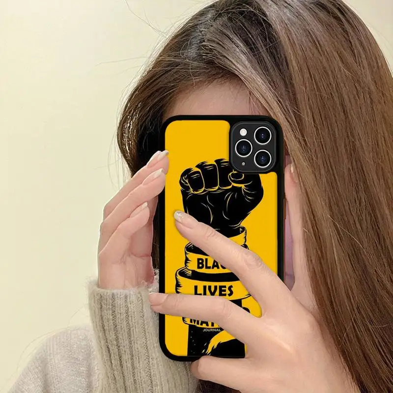 FHNBLJ Black Lives Matter Phone Case Silicone PC+TPU Case for iPhone 11 12 13 Pro Max 8 7 6 Plus X SE XR Hard Fundas