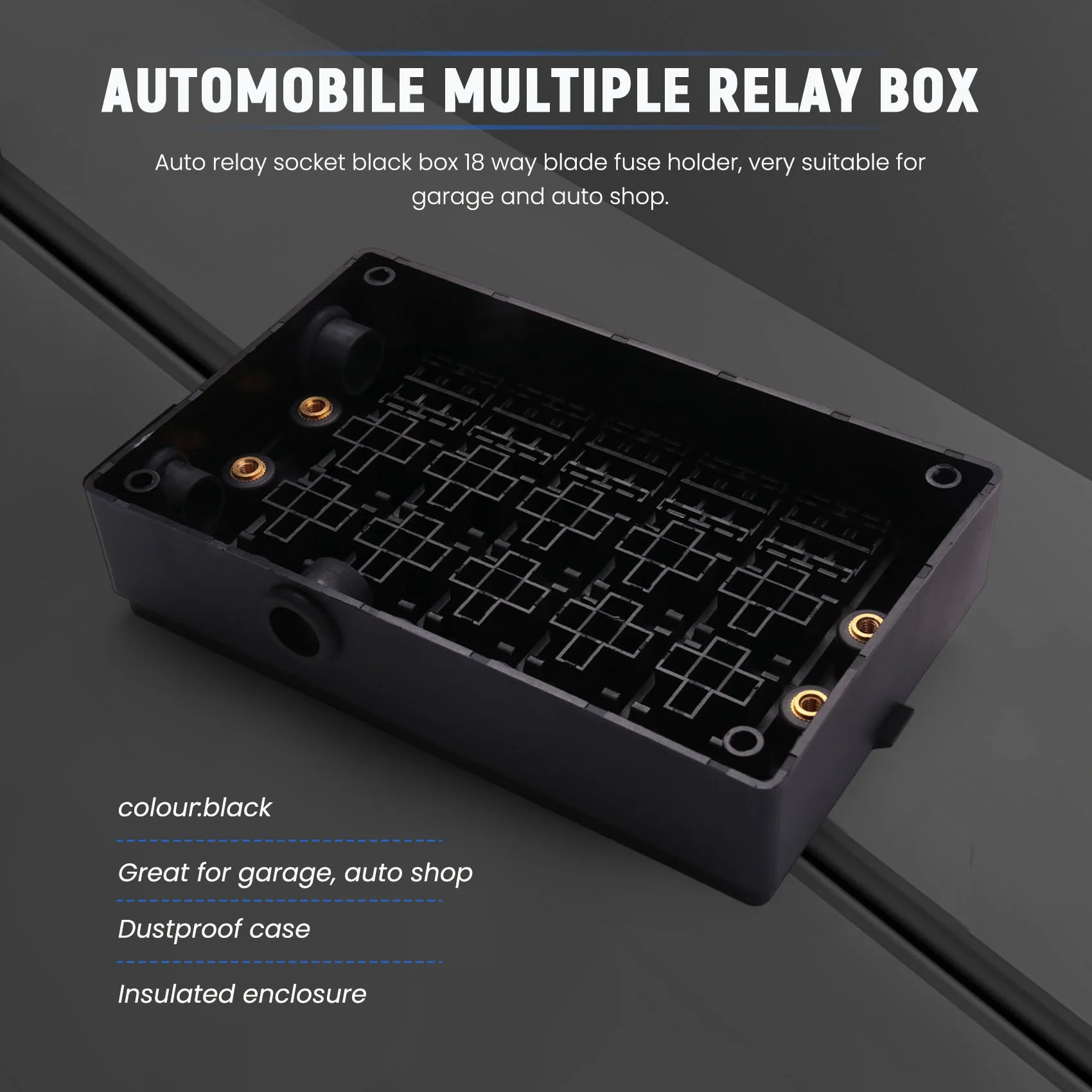 

Car Relay Socket Black Box 18 Way Blade Fuse Holder For Automotive Marine