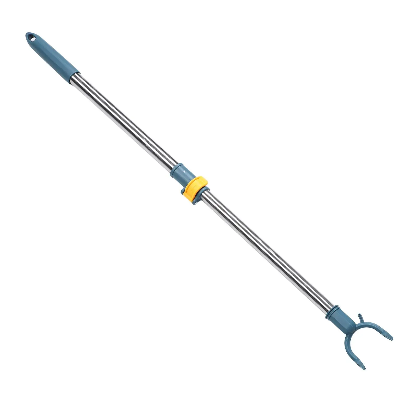 Bastone per stendibiancheria corto in acciaio inossidabile con punta in plastica blu per uso domestico, design compatto