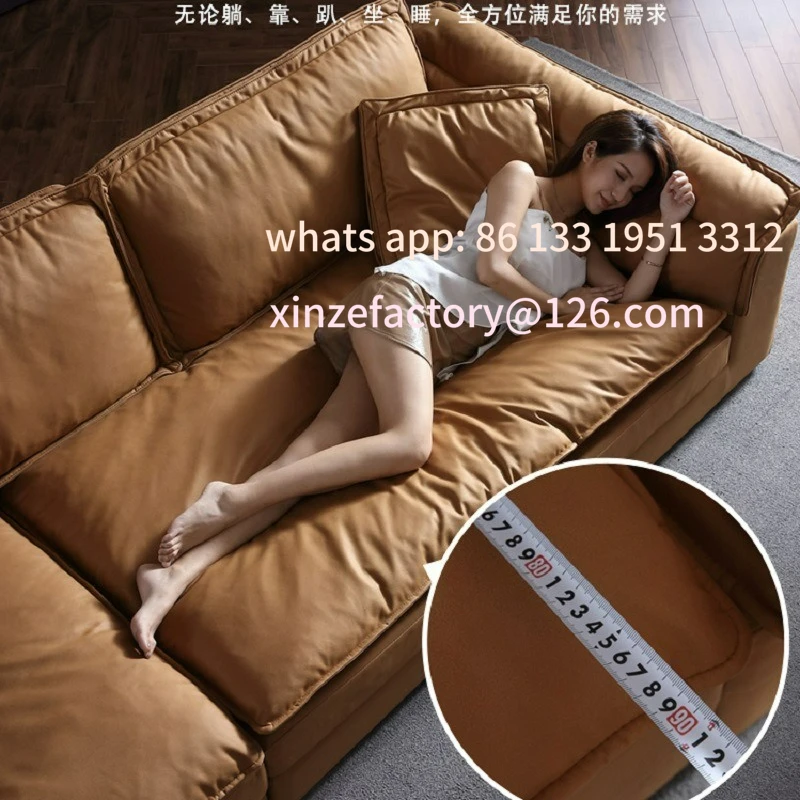 

Customizable ultra-deep sitting width technology cloth sofa small apartment light luxury straight row three-person sofa