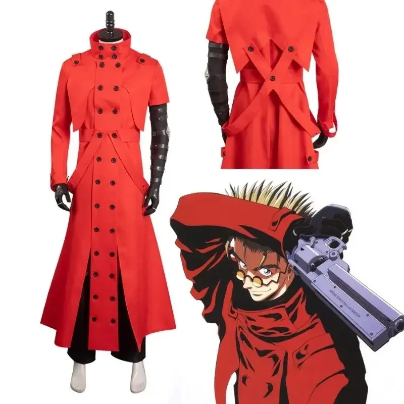 Anime Trigun Vash the Stampede Cosplay Costume Men Women Coat Uniform Jacket Pants Outfit Halloween Carnival Party Disgui TG7519