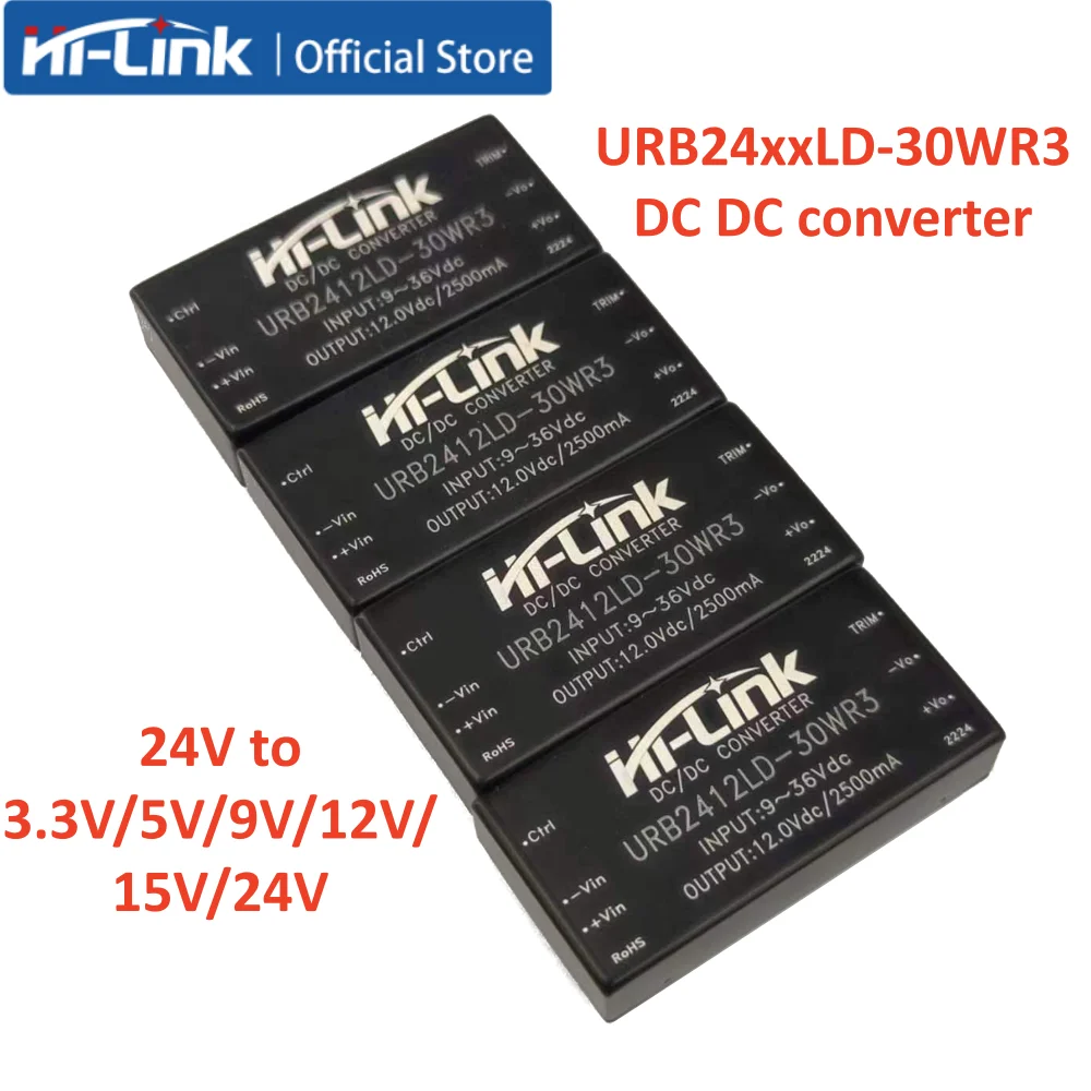 

3pcs Hi-Link URB2403/05/09/12/15/24LD-30WR3 30W Industrial Power Module 9-36V Input 1500V Isolation Smart Electronic Components