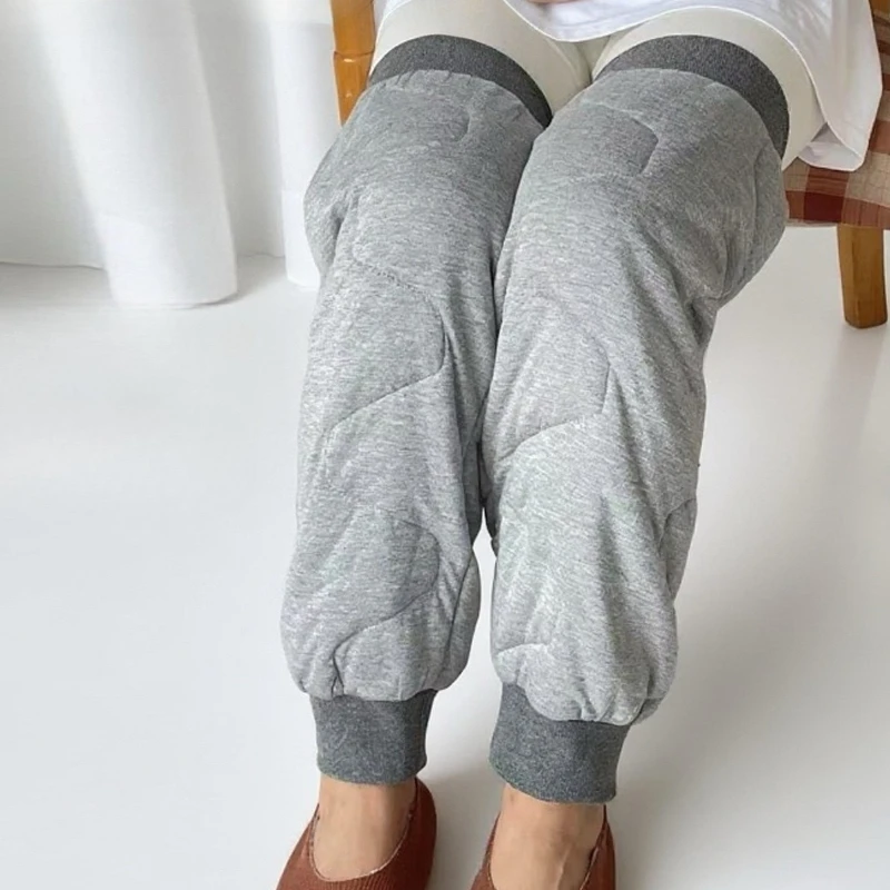 

1 пара зимних утолщенных теплых наколенников, хлопковые противоскользящие подушечки для ног, наколенники, поддержка послеродовых наколенников