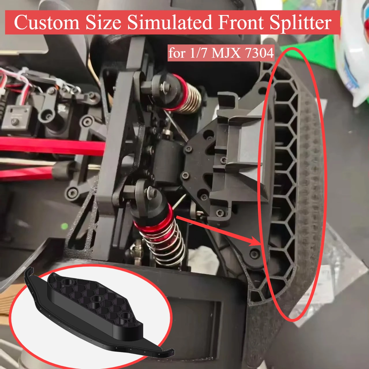 Custom Size Simulated Front Splitter Front Rear Mud Guard Upgrade Parts for 1/7 MJX 7304 RC Off‑Road Rally Car Mod Accessories