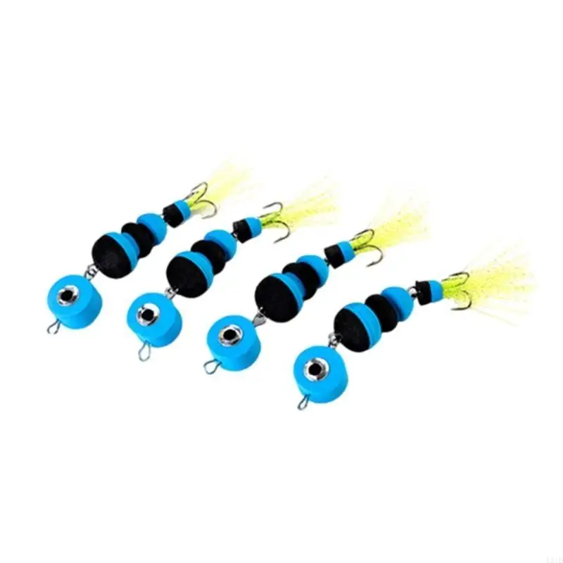 4Pcs Fishing Tackle Foam Lure MultiJointed Density Foam Swim Baits with 2 Hook