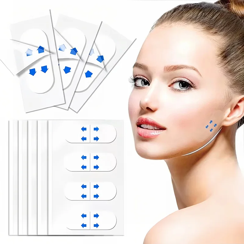 40 قطعة ملصقات رفع الوجه غير مرئية شفافة رقيقة الوجه بقع رفع أدوات V-شكل الوجه التجاعيد ترهل الجلد لاصق