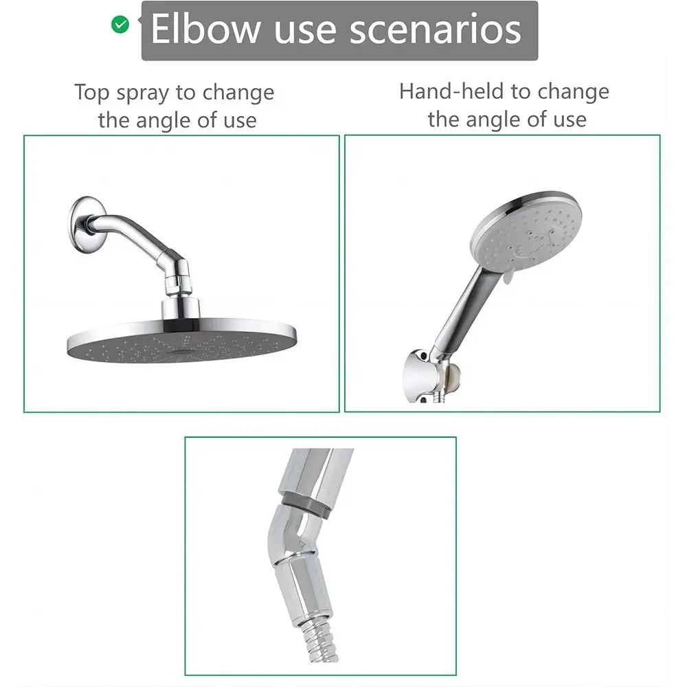 New Copper Shower Head Elbow Adapter 135 Degrees Silver Arm Elbow Extender Adjust Bend Angle