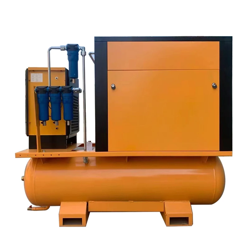 All In One Screw Air Compressor 7.5kw 11kw 15kw 22kw 30hp Working Pressure 8bar 10bar 12 Bar 16bar With Tank With Dryer
