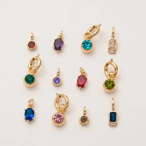 Minimalist 18K copper gold-plated pendant paired with colorful crystal for elegant jewelry and women's necklace accessories