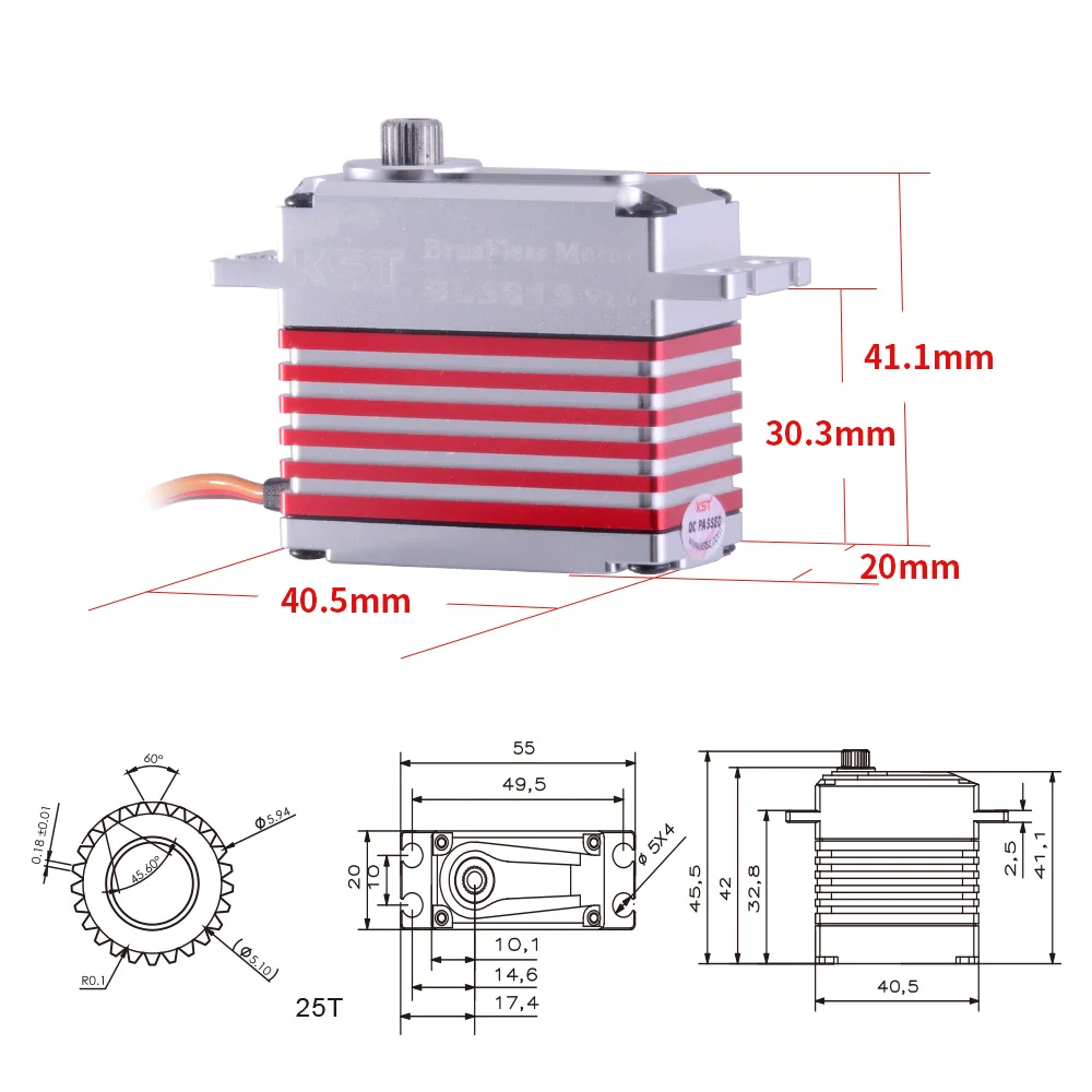 KST BLS815 V2 20kg 0.07sec Digital Metal Gear RC Brushless Standard Servo