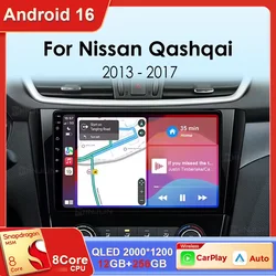 Wireless CarPlay&Auto Android 15 Radio For Nissan Qashqai J11 X-Trail 3 T32 2013-2017 Car Multimedia GPS Navigation Autoradio