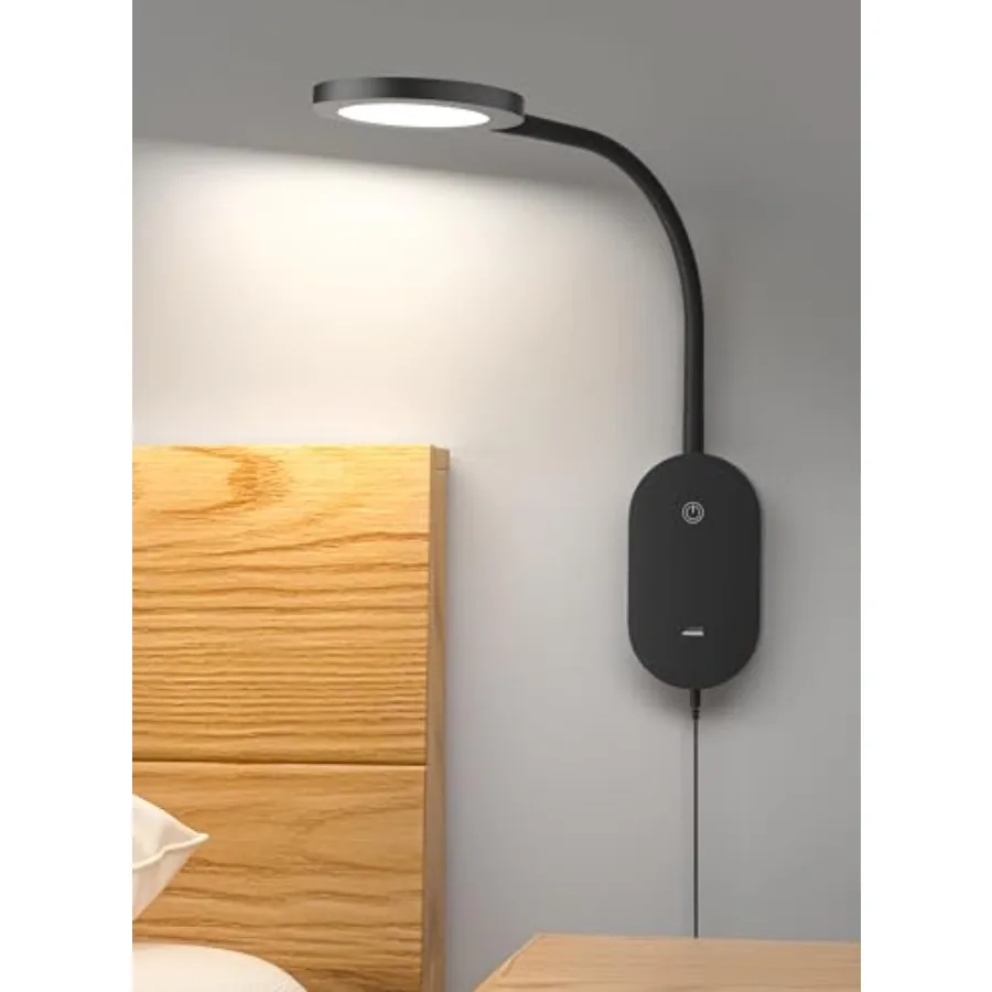 

Светодиодный настенный светильник для чтения у кровати, прикроватная лампа с USB-выходом, таймером автоматического отключения на 4 часа, безопасный для глаз свет