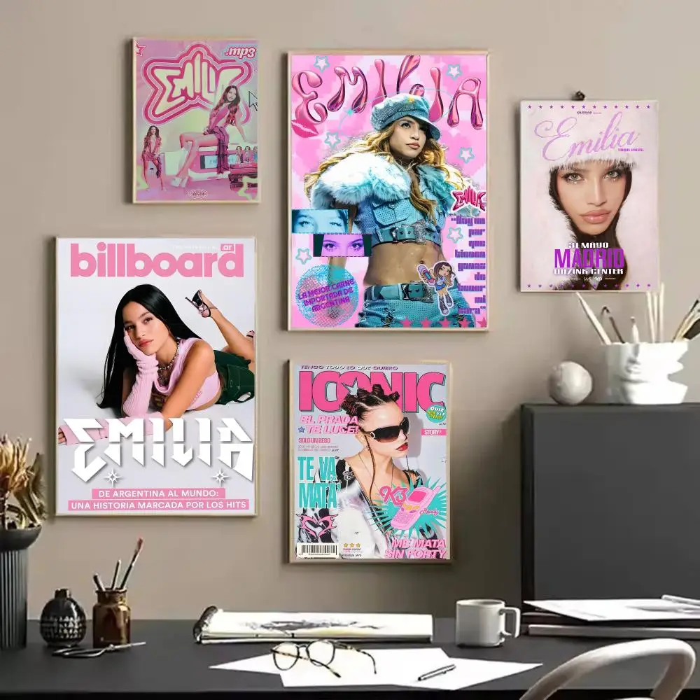 E-Emilia Mernes Singer  Poster Stickers HD Waterproof Painting Wall Art for Bedroom Living Room Home Decor Decoration Gift