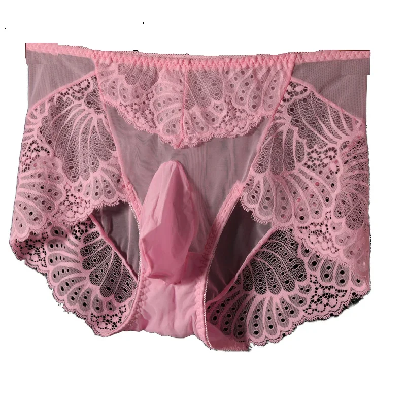 

Man's Pink Lace Sheer Mesh Pants Breifs Live Show Dance Sexy Costumes DJ Club Bar Private Party Cos. Harajuku BF FKK Party