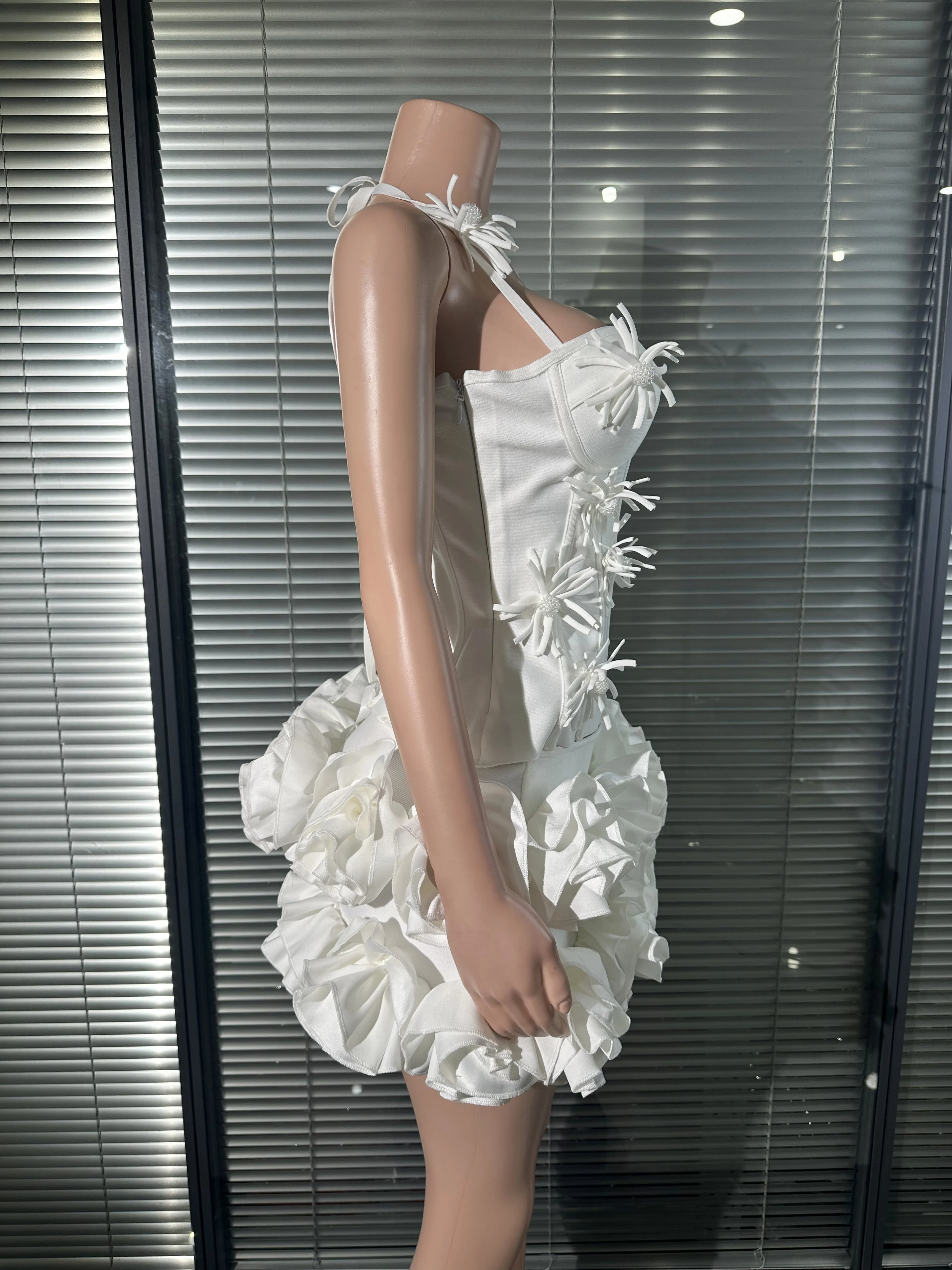 Vrouwen sexy strapless florlas 2-delige bodycon mini-bandagejurk nachtclub feest bruiloft zeemeermin outfit